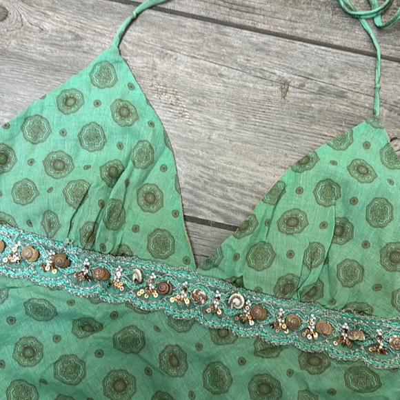 Gadzooks turquoise/teal halter top with real shells - Picture 3 of 6